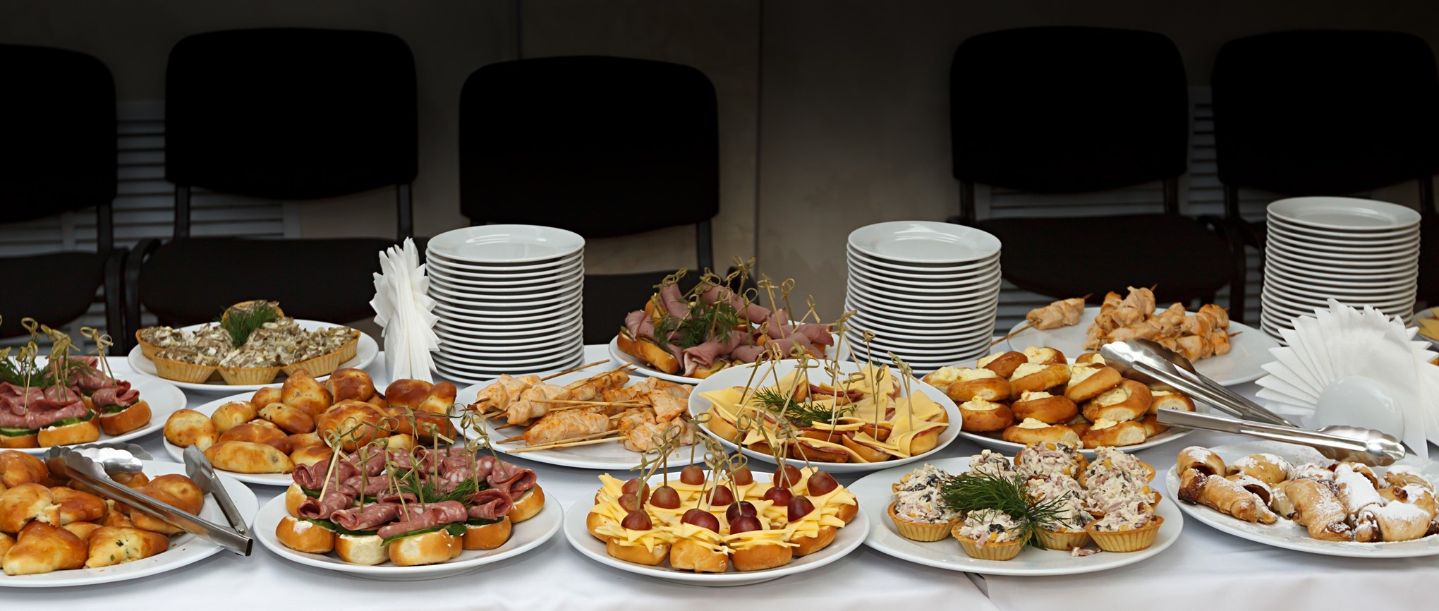Buffet spread with canapés and finger food